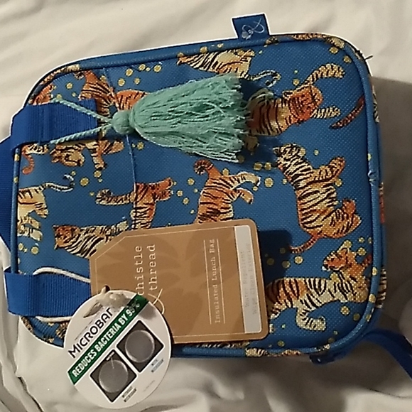 Thistle & Thread Other - Thistle & Thread Blue Insulated  Lunch Bag W/ Tigers Microban 7.5 x 9 x 5 inches